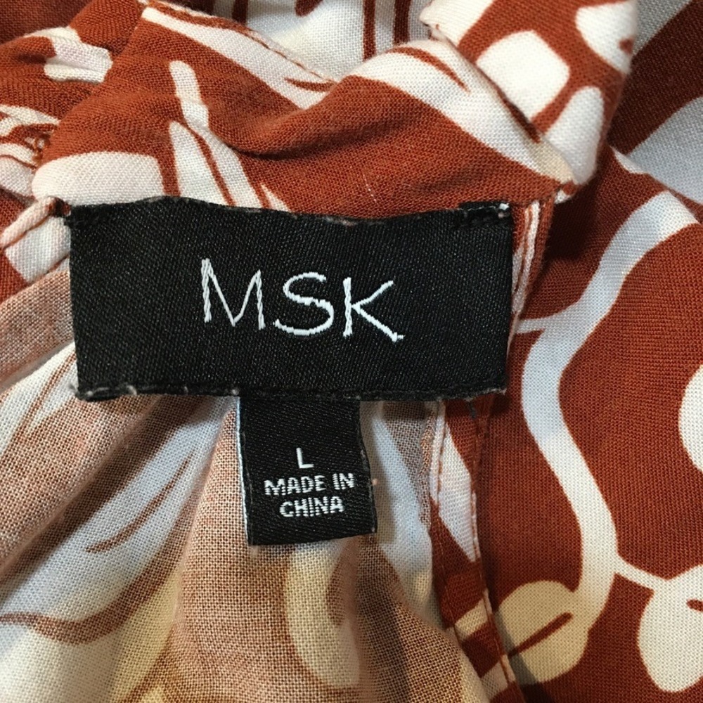 MSK Floral Halter Maxi Dress Womens L Rust Brown Paisley Boho Long Wedding Guest - Picture 9 of 12